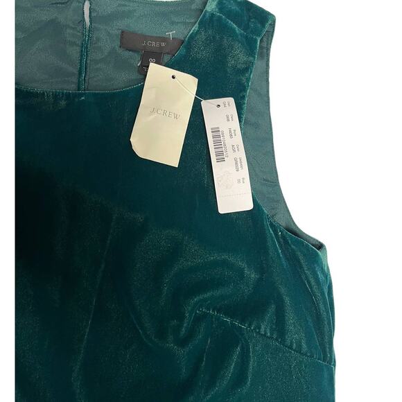 J Crew Velvet Ruffle Hem Holiday Shift Dress | Sz 00 | Emerald Green NWT - Picture 4 of 8
